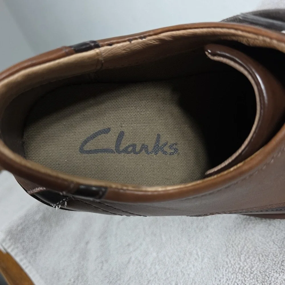 Clarks Men's Brown Leather Lace Up Oxford Bicycle Toe Dress Shoes 78866 Size 10M